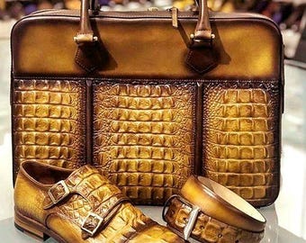 dogus Leder Kroko Struktur Lederschuhe