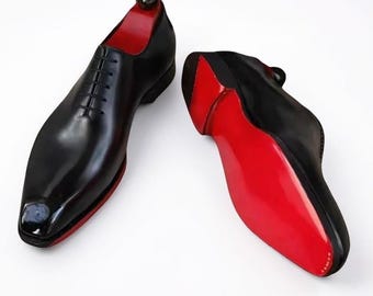 Christian Louboutin Schwarz Wingtip Oxford Spitzenkleid aus echtem Leder-formale Hochzeitsschuhe