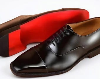 Christian Louboutin Schwarz Oxford Leder Rote Unterseite Schuhe für Männer