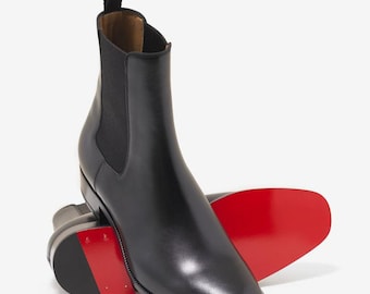 Firenze Atelier Men's Handmade Matte Black Cow Leather Chelsea Boots Ankle Boots