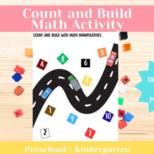 Snap Cube Counting Numbers Color Recognition Printable, Building Math Manipulatives Activity, Preschool Learning, Kindergarten, Homeschool