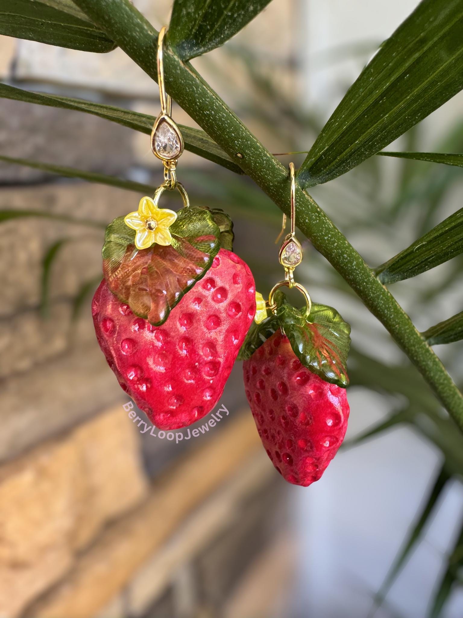 Handmade Clay Strawberry Earrings