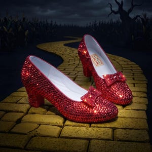 Swarovski Crystal Replica Ruby Slippers- Dorothy Shoes The Wizard Of Oz Wicked Costume Wedding Halloween Heels