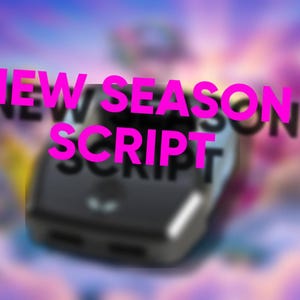 May include: A black, rectangular electronic device with a smooth surface and a small logo, featuring the bright pink text NEW SEASON SCRIPT overlaid across the center. The background is a blurred, colorful, and abstract purple and orange gradient.