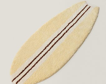 Surfboard Runner Rug, Coastal Beach House, Soft Tufted Bath Mat, Machine Washable Carpet