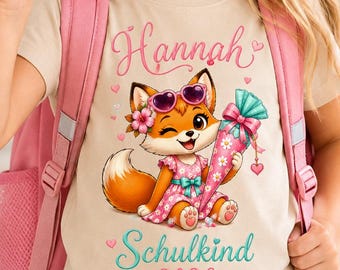 Schulkind 2026 Shirt Mädchen Personalisiert mit Name, Einschulung T-Shirt Mädchen, Geschenk zum 1. Schultag , Einschulung 2026 T-shirt