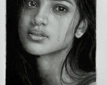 Hyperrealistic Charcoal Portrait | She Survived Series | Original Pencil Sketch | Signed Art
