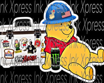 Funny Pooh hardhat sticker