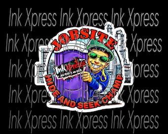 Funny hide and seek champ hardhat sticker