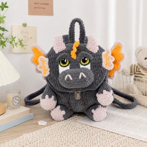 Dragon Backpack Crochet Pattern PDF, Plush Amigurumi Bag Tutorial (Digital Download)