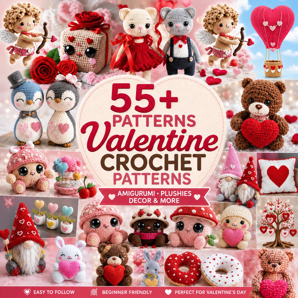 30 Valentine Crochet Patterns to Make for Gifts, Decor, and Cozy Seasonal Touches 3 55+ Valentine Crochet Pattern Bundle