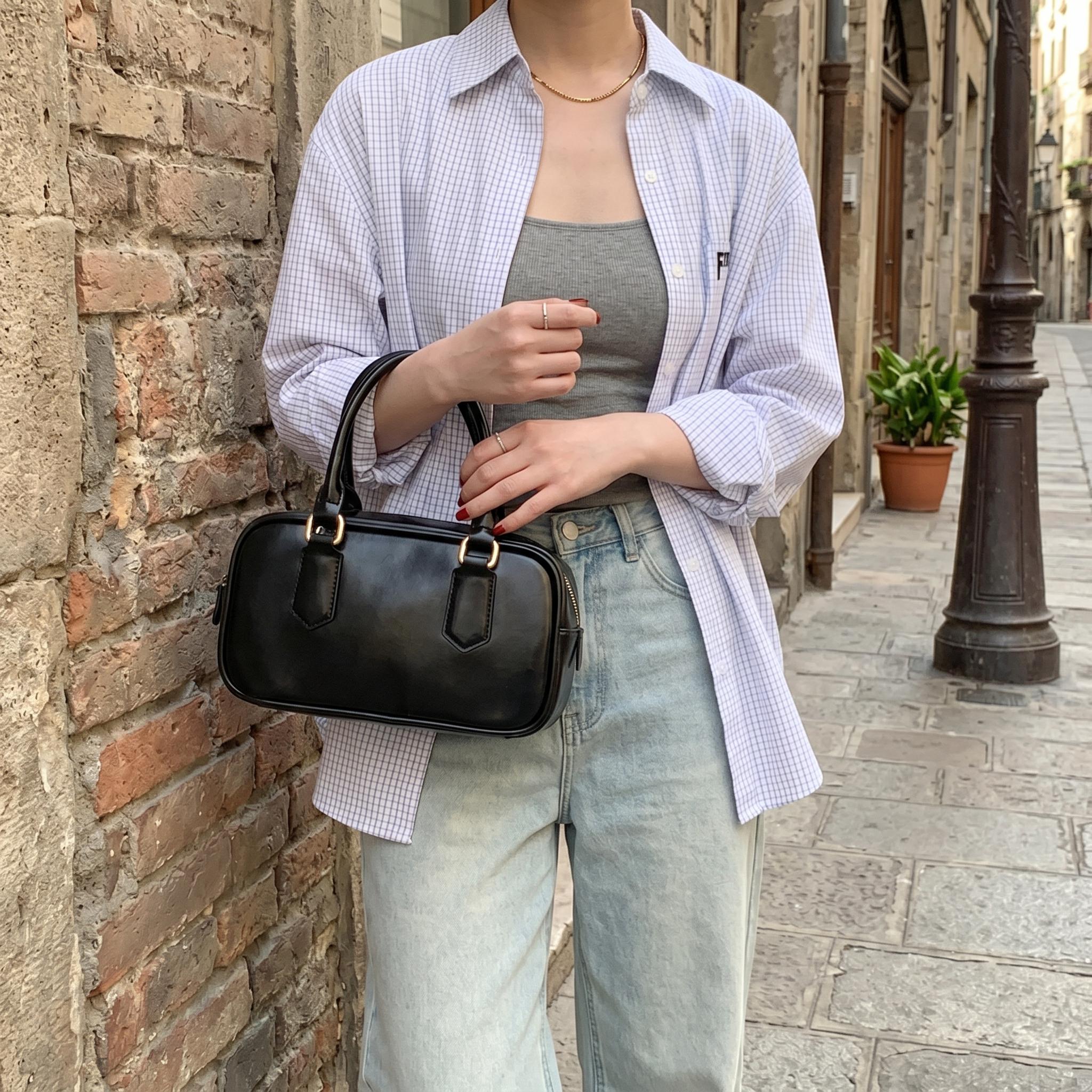 Vintage Leather Boston Bag - Etsy