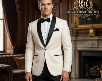 Chaqueta de esmoquin blanca clara para hombre: Traje de graduación, ropa de noche de lujo, hecha a medida.