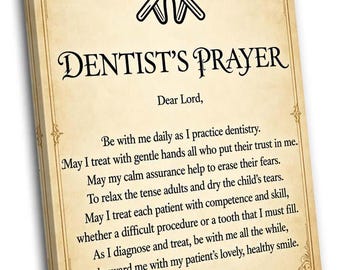 Dentist Prayer Wall Art Print, Dental Office Decor Poster, Inspirational Medical Quote, Dentist Gift, Healthcare Wall Decor, Clinic Art.