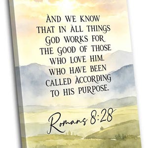 Romans 8 28 Bible Verse Wall Art Print, Christian Scripture Poster Canvas, All Things Work Together Faith Decor, Religious Gift, Home Decor.