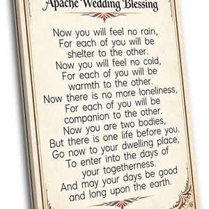 Apache Wedding Blessing Poem Wall Art Print, Wedding Gift Poster, Inspirational Marriage Quote, Canvas Wall Decor, Anniversary Gift.