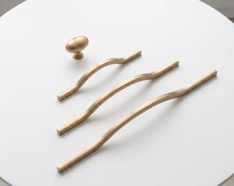 Gebogen kastgrepen, golvende ladegrepen, antiek messing, brons, zilver, zwarte meubelknoppen