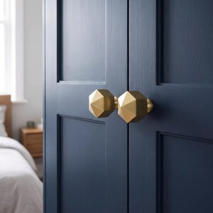 Solid Brass Geometric Cabinet Knob | Faceted Hexagon Drawer Pull | Nordic Minimalist Dresser Handle | Parisian Luxury Hardware