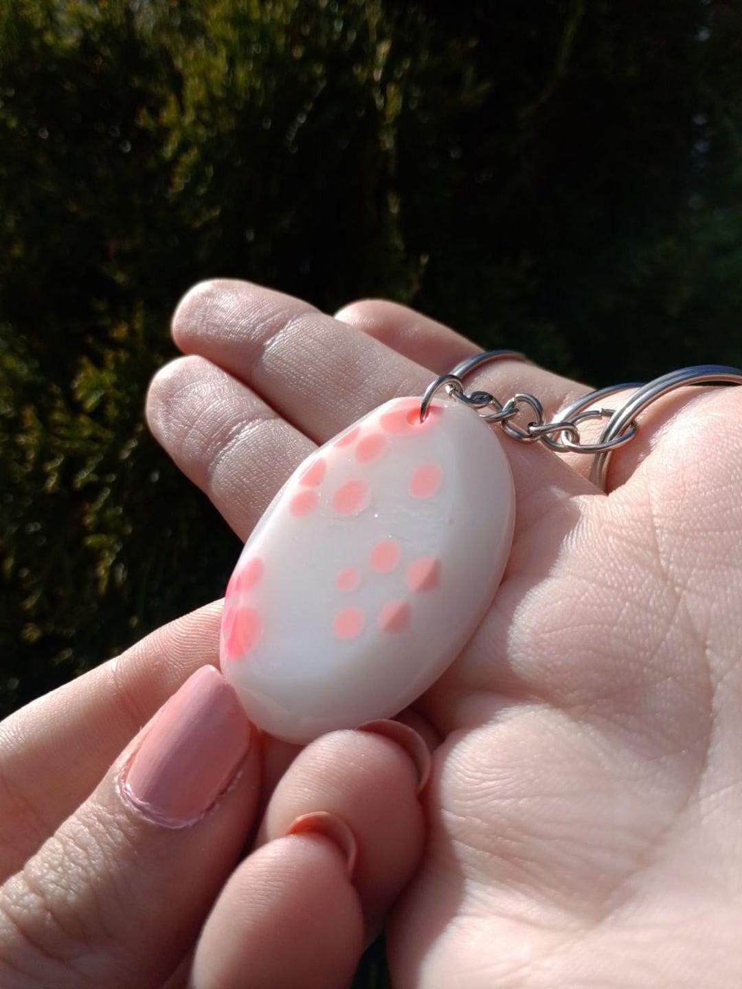 Glow Pink Pebble Keychain - Etsy