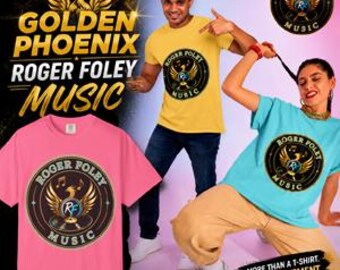 Gold Phoenix T-shirt Roger Foley Music | Winged Emblem, RF Record, Comfort Colors