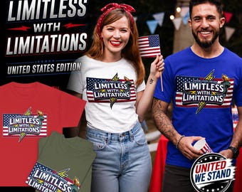United States Edition Limitless With Limitations™ Liberty Torch-T-shirt (globale kleuren) | Amerikaanse vlag, bliksemschicht