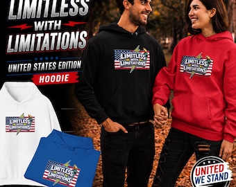 United States Edition hoodie Limitless With Limitations™ | Amerikaanse vlag, inspirerende hoodie Liberty Torch