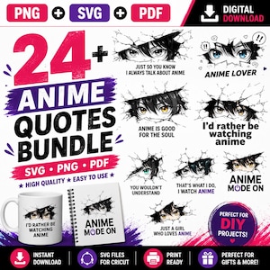 Anime Eyes SVG-bundel: manga-expressies, kawaiistickers, VTuber-onderdelen (digitale download)
