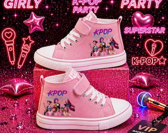 Zapatillas Kpop para niños, estilo Kawaii, con diseño de anime, estilo cazador de demonios, coloridas y luminosas, ideales como regalo para niñas.