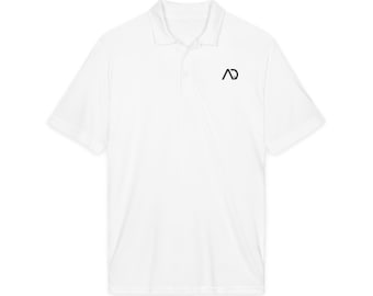Polo de tenis blanco premium / Logotipo AD, verde British Racing Green, tejido de alto rendimiento.