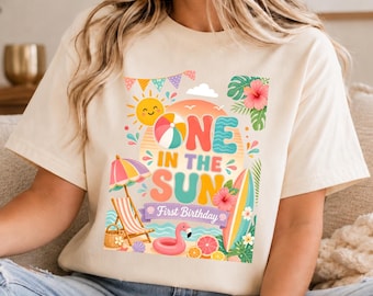 One In The Sun First Birthday PNG, Tropical Beach Party Design (Digital Download)