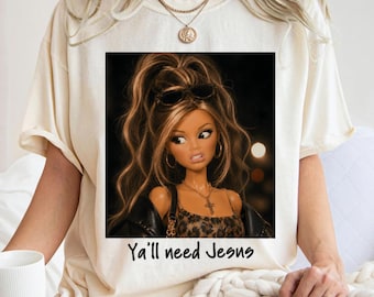 Y’all Need Jesus PNG, Disgusted Doll Christian Design, Sassy Mom PNG, Funny Sarcastic Sublimation Graphic, Trendy Faith Shirt Clipart