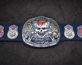 Replica della cintura di campione Hardcore dell'era Attitude della WWF - Cintura da titolo dei pesi massimi con design a teschio - Regalo da collezione per appassionati di wrestling adulti
