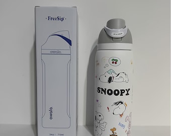 Nueva botella de agua blanca de acero inoxidable de 946 ml (32 oz) de Snoopy Owala, edición exclusiva.