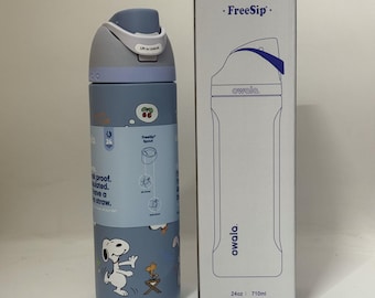 Nueva botella de agua azul Snoopy Owala de 946 ml (32 oz) de acero inoxidable, edición exclusiva.