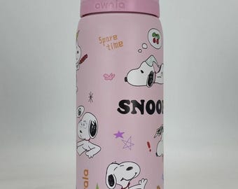 New Snoopy Owala 32oz Pink Water Bottle Stainless Steel Exclusive Edition
