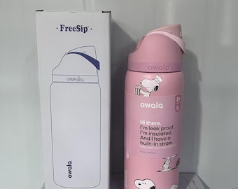 New Snoopy Owala 32oz Pink Water Bottle Stainless Steel Exclusive Edition