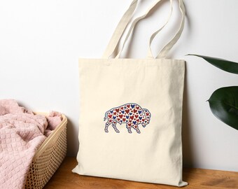 Cotton Canvas Tote Bag- Heart Buffalo