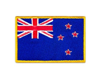 New Zealand Flag Golden Border Embroidered Patch