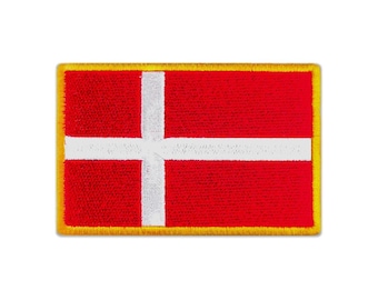 Denmark Flag Golden Border Embroidered Patch