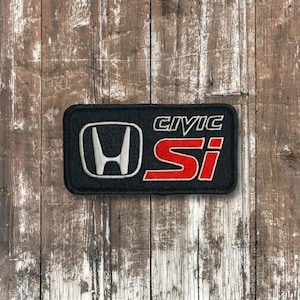 Honda Civic Si Embroidered Patch | JDM Honda Logo Iron On Badge | Car Enthusiast Patch for Jackets, Bags & Apparel