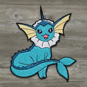 Pokemon Vaporeon Embroidered Patch, Water Type Anime Patch, Eeveelution Iron On Patch, Gamer Gift for Jackets & Backpacks