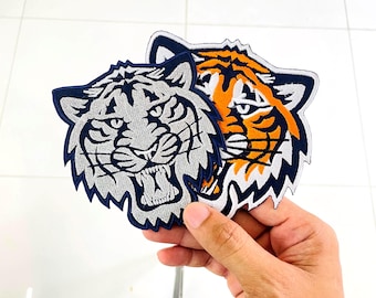 Tiger Head Embroidered Iron On Patch | Orange & White Tiger Applique