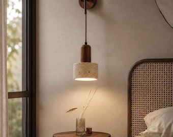 Cream Stone Wall Sconce, Wabi Sabi Bedroom Light, Designer Living Room Accent Wall Lamp