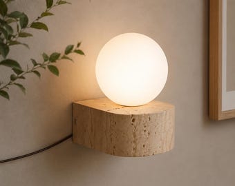 Japanese Retro Glass Wall Lamp, Modern LED Bedside Light, Warm White (Bedroom Decor)