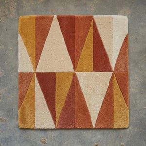 Boho Geometric Area Rug  Rust Mustard  Cream Tufted Carpet Mid Century Modern Decor for Bedroom Nursery  Dining