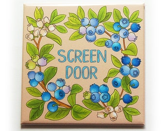 Screen Door Magnets, Save Your Screen Door Magnet Set With Blueberry Design (10072)