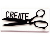Create Scissors Glass Fridge Magnet, Gift for Sewer or Quilter, Love to Sew (9900)