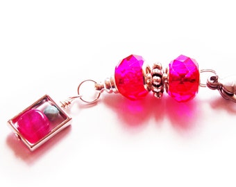 Beaded Zipper Charm in Pink, Abstract Bead Zipper Pull or Purse Charm (102601)