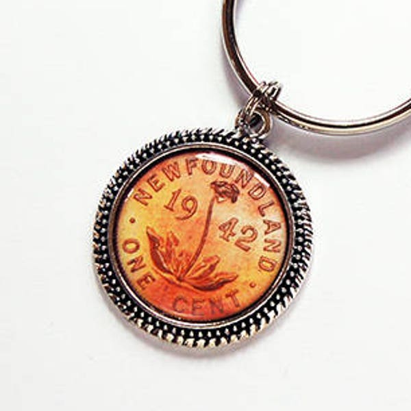 Newfoundland Penny Key Ring, keychain, key ring, gift under 10, NFLD coin keyring, Newfoundland, Penny, Gift for Newfie (7734)