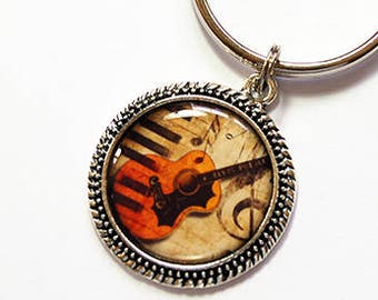 Gitaar sleutelhanger, gitaar sleutelhanger, sleutelhanger, kous stuffer, sleutelhanger, cadeau onder de 10, sleutelhanger, muzikant, gitarist, muziekliefhebber (7727)